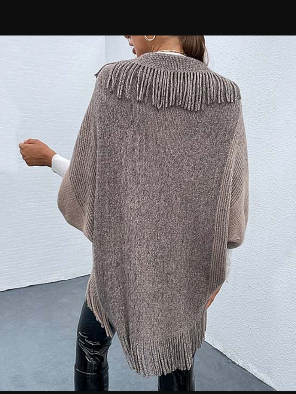 Fringe Poncho/Ruana Sweater - Picture 2 of 9